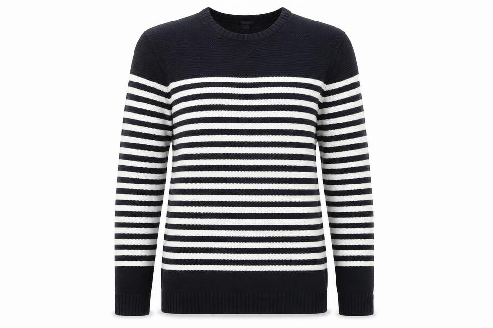 KIABI Women's Black Striped Crew Neck Knit Jumper Size S
