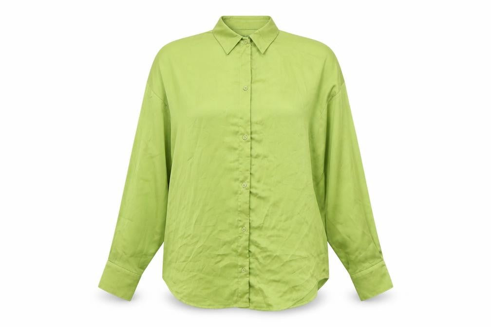 Nasty Gal Women's Green Long Sleeve Button-Up Satin Shirt Size 12