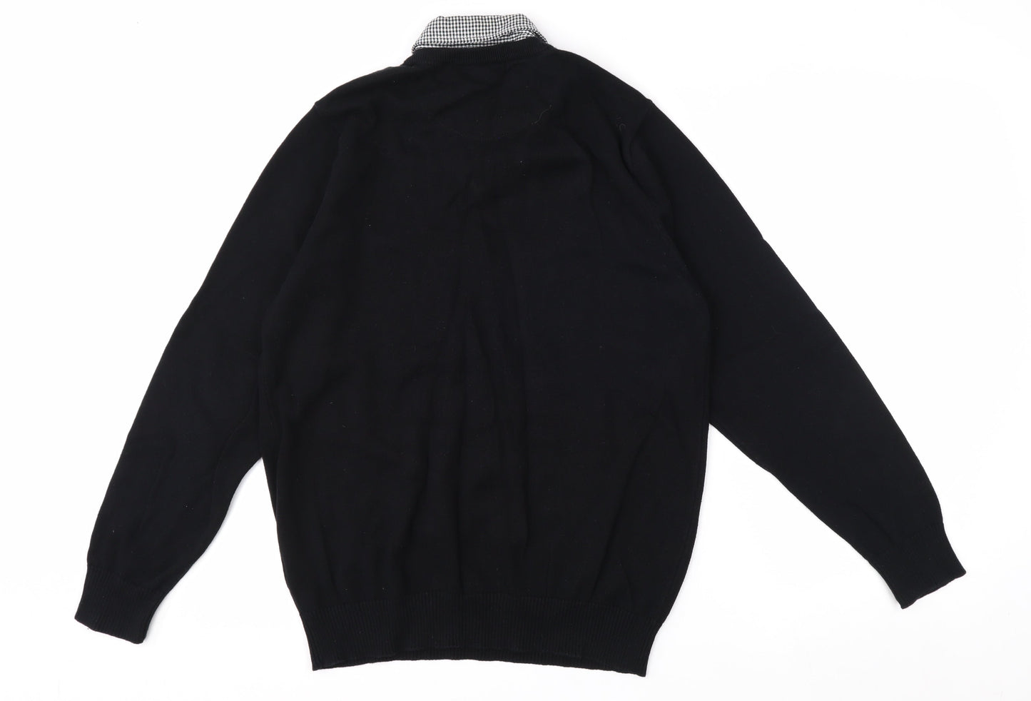 Cotton Traders Men's Black M V-Neck Cotton Pullover Jumper