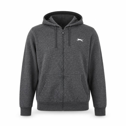 Slazenger Men's Grey Full Zip Hoodie L Fleece Casual Sportswear