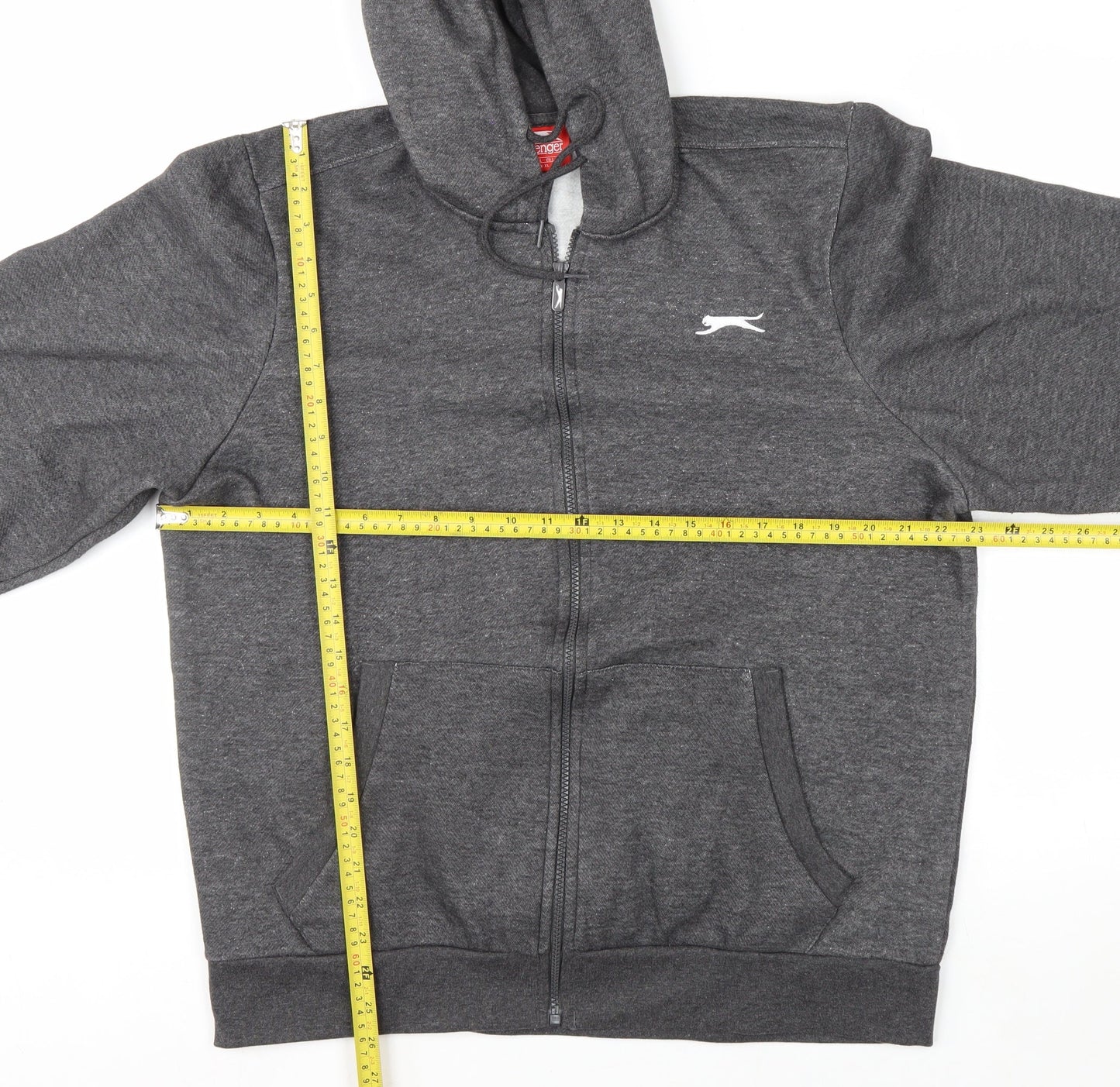 Slazenger Men's Grey Full Zip Hoodie L Fleece Casual Sportswear