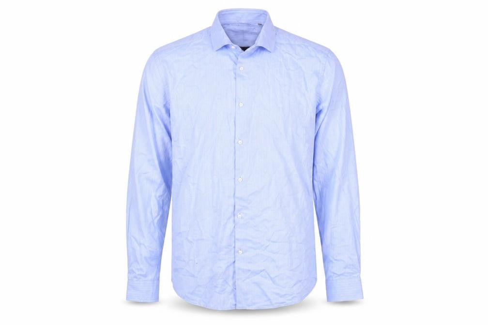 Luc Brevet Men's Blue 17in Regular Fit Long Sleeve Cotton Button-Up Shirt