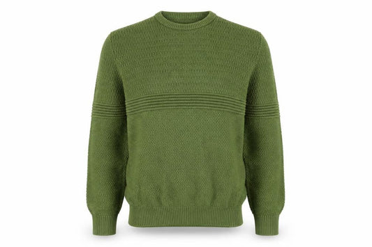 Tu Men Green Cotton Acrylic Chunky Knit Crew Neck Jumper Size M