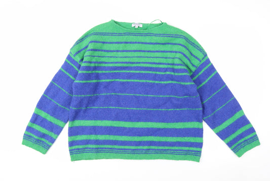 Cerulean Women Blue Green Striped Pullover Jumper XL Acrylic Blend