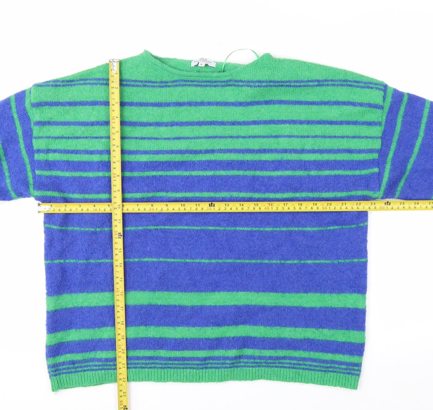 Cerulean Women Blue Green Striped Pullover Jumper XL Acrylic Blend