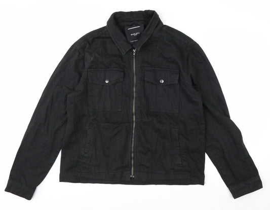 Brave Soul Men's Black Cotton Zip Jacket XL Classic Style