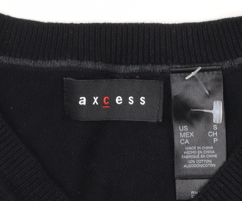Axcess Men's Black Argyle Cotton Sleeveless V-Neck Vest Size S