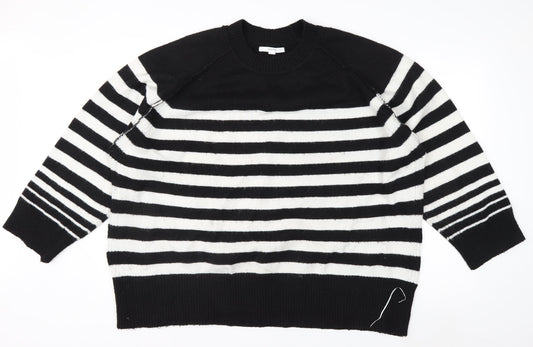 Next Women’s Black White Striped Crew Neck Knit Jumper XL