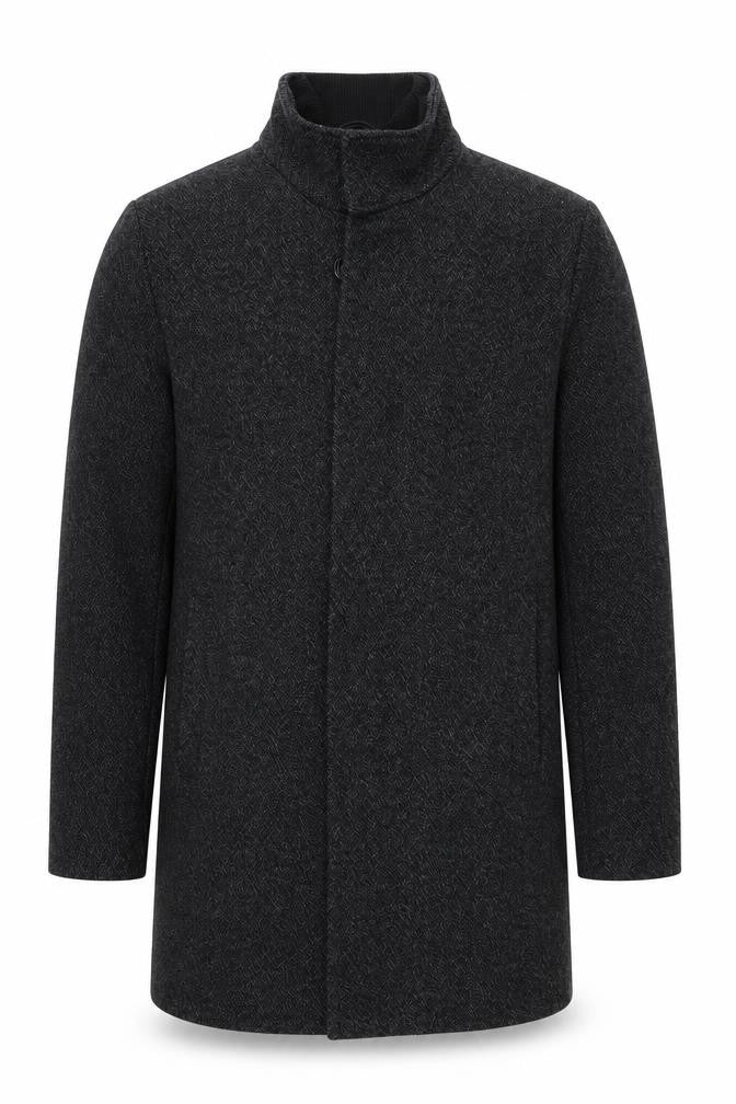 Next Men’s Grey Wool Blend Herringbone Mid-Length Overcoat L