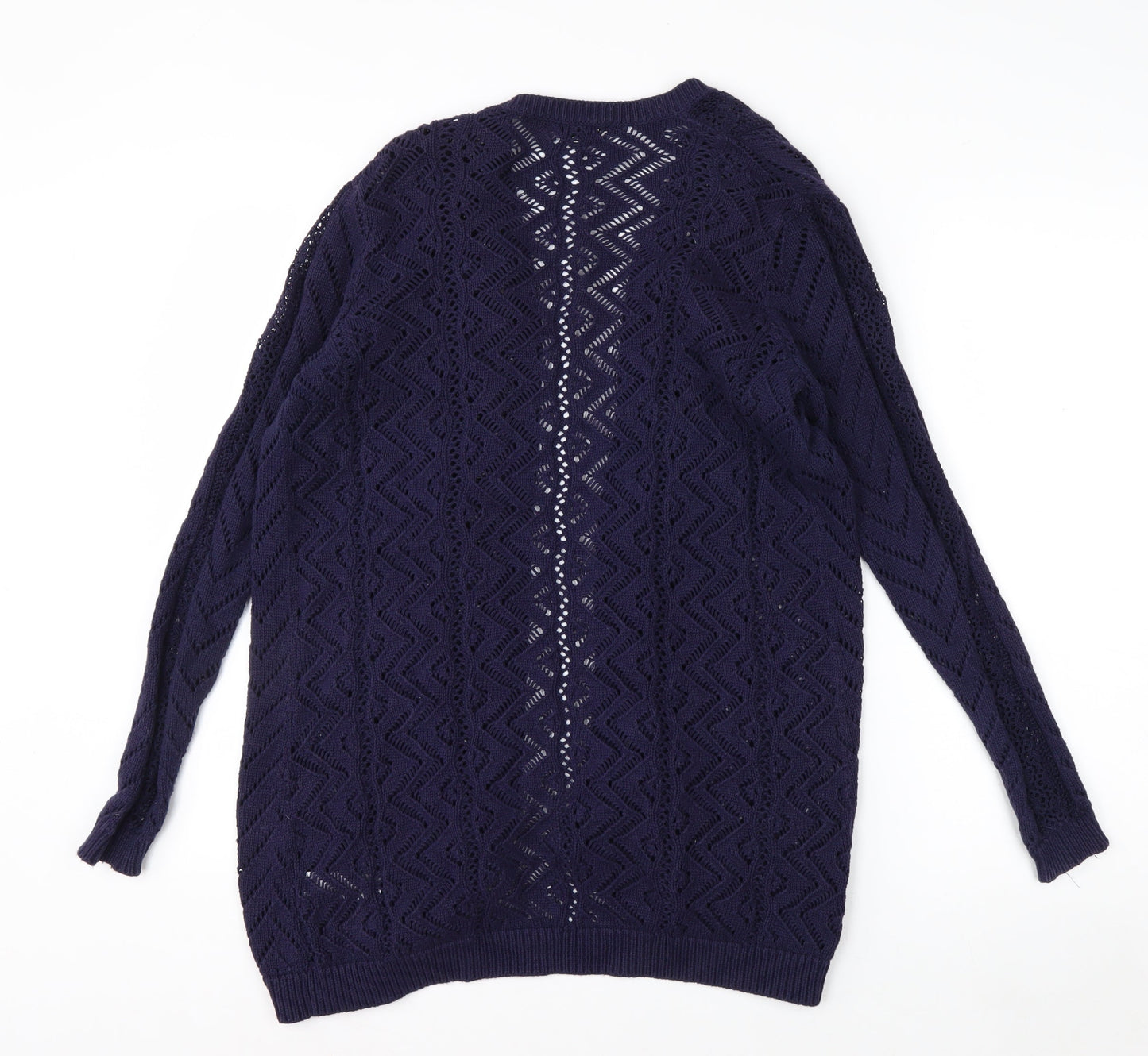 F&F Women's Blue Open Knit Long Sleeve Cardigan Size 12
