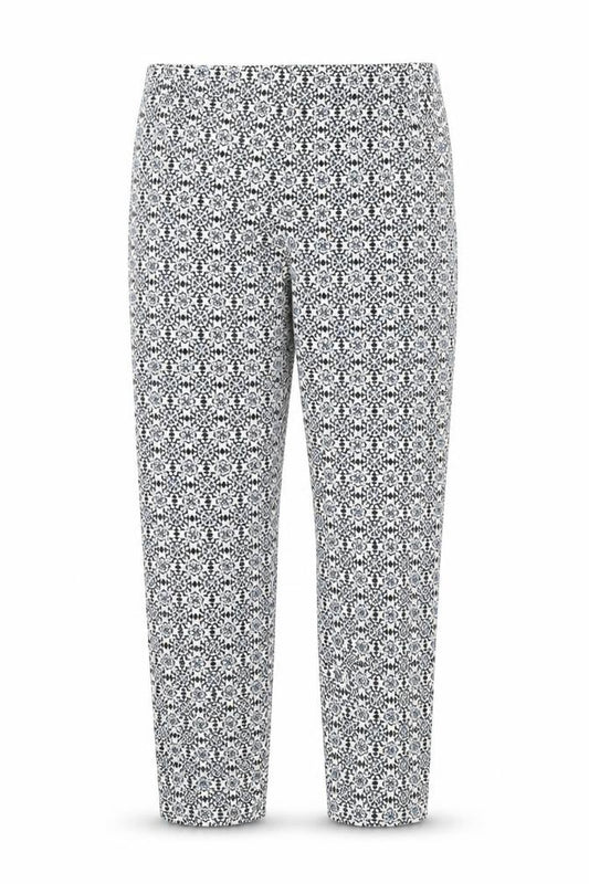 H&M Women Blue Geometric Print Slim Trousers Size 8