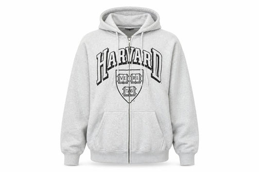 H&M Divided Women Grey Harvard Full Zip Hoodie Size 12 Cotton Blend