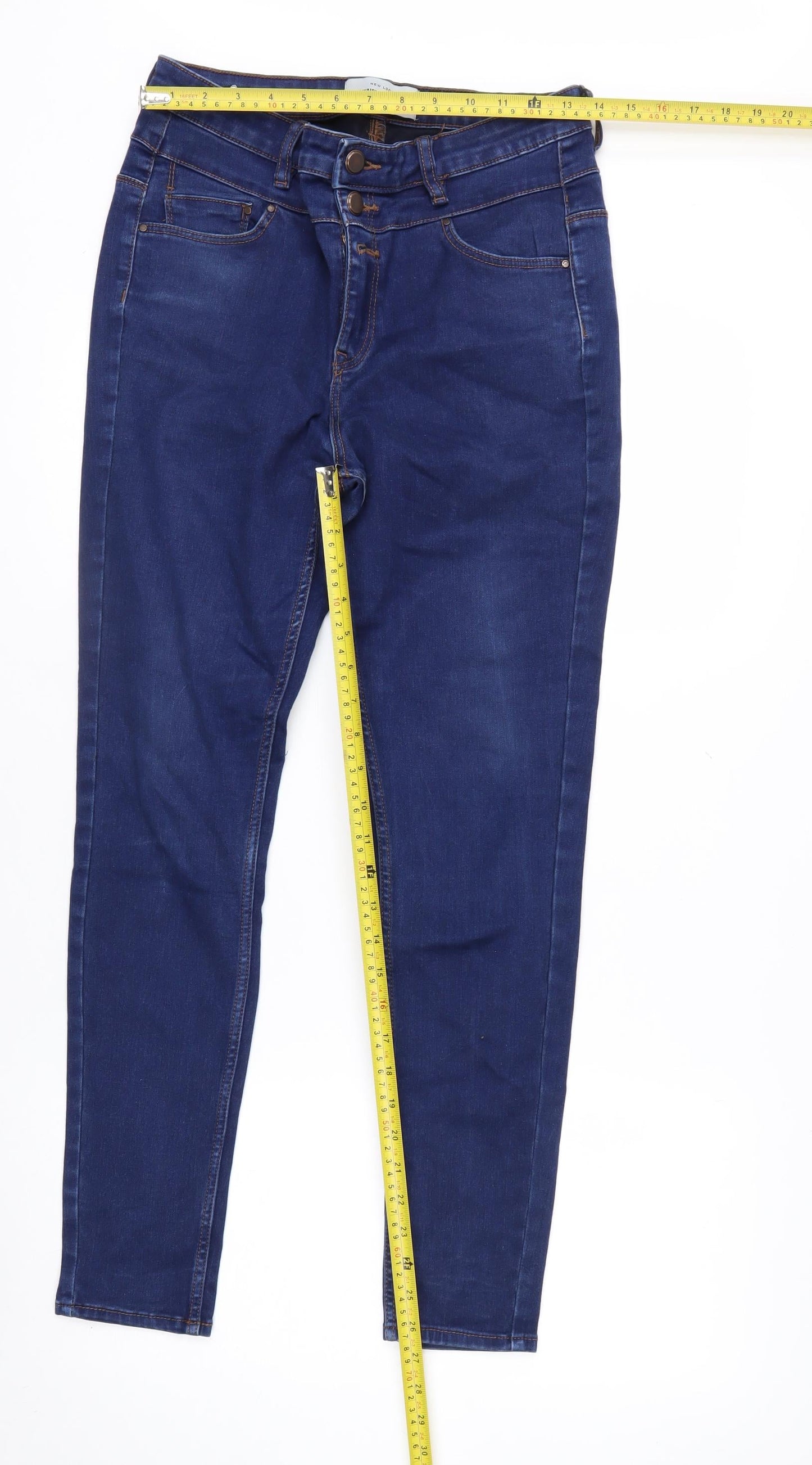 New Look Women's Blue High Waist Super Skinny Jeans UK14