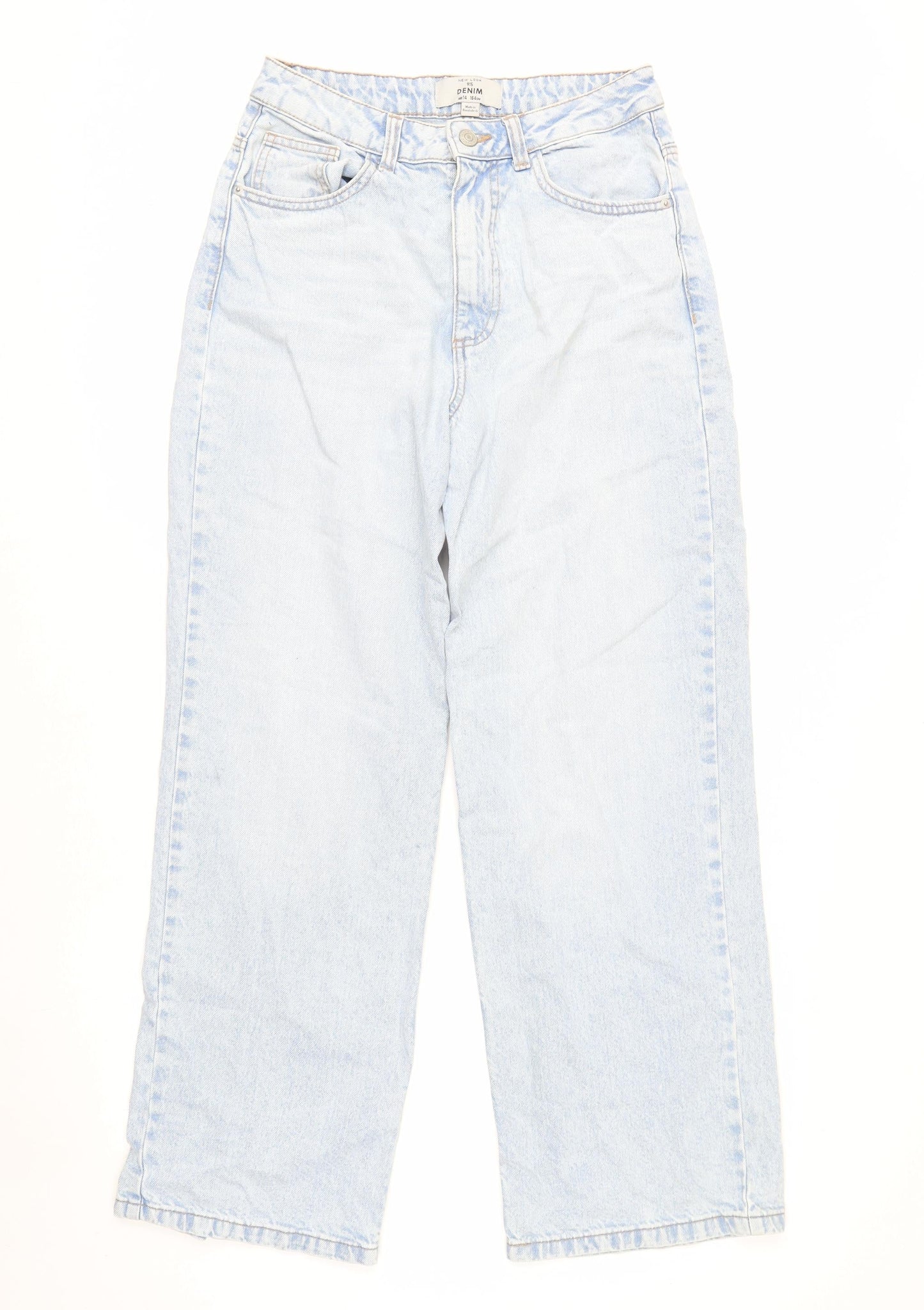 New Look Teens Blue Wide-Leg Denim Jeans Size 14 Cotton