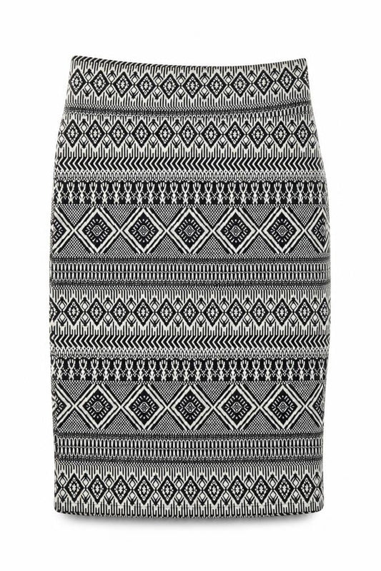 River Island Women's Black Geometric Knit Pencil Skirt Size 12