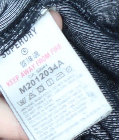 Superdry Men’s Black 2XL Pullover Fleece Hoodie with Logo