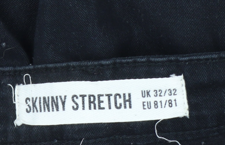 New Look Men’s Black Skinny Stretch Jeans 32W 32L Distressed Denim