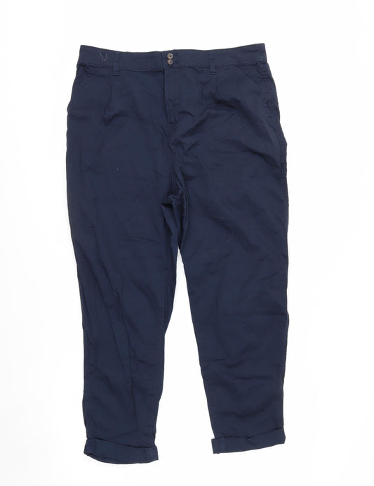 F&F Women’s Blue Chino Tapered Trousers Size 14 Cotton Blend