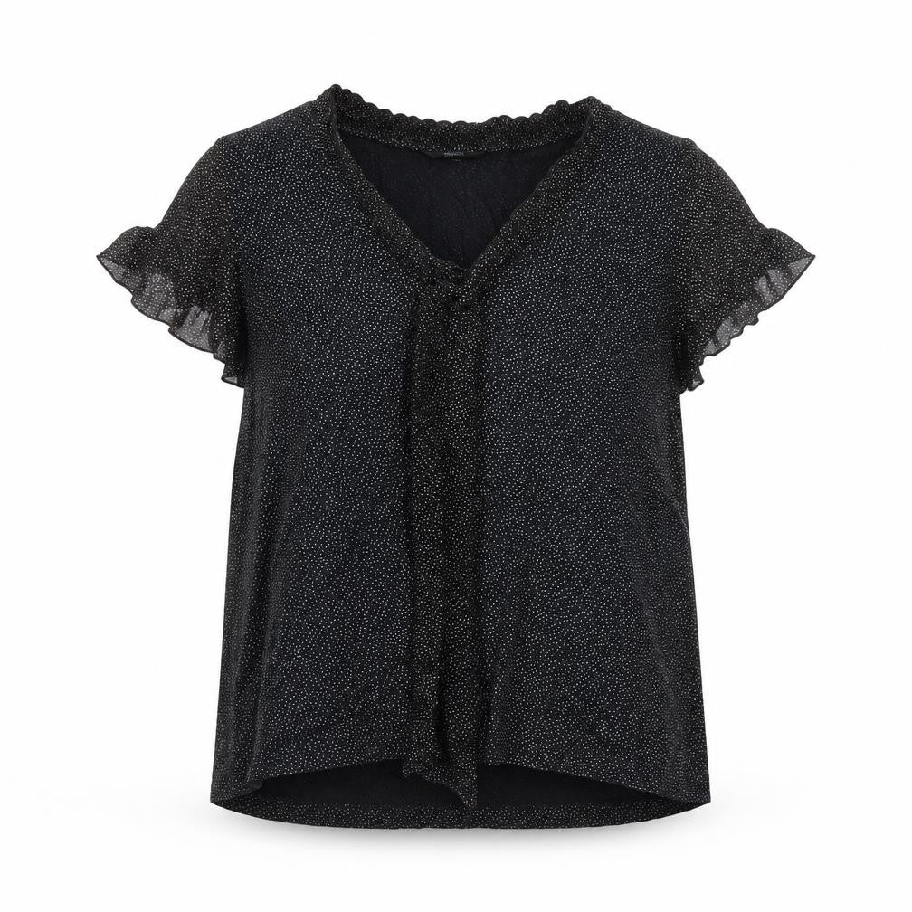 Marks & Spencer Womens Black Polka Dot Viscose Blouse UK 16 Wrap Style