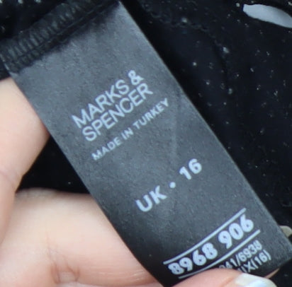 Marks and Spencer Womens Black Polka Dot Viscose Blouse UK 16 Wrap Style