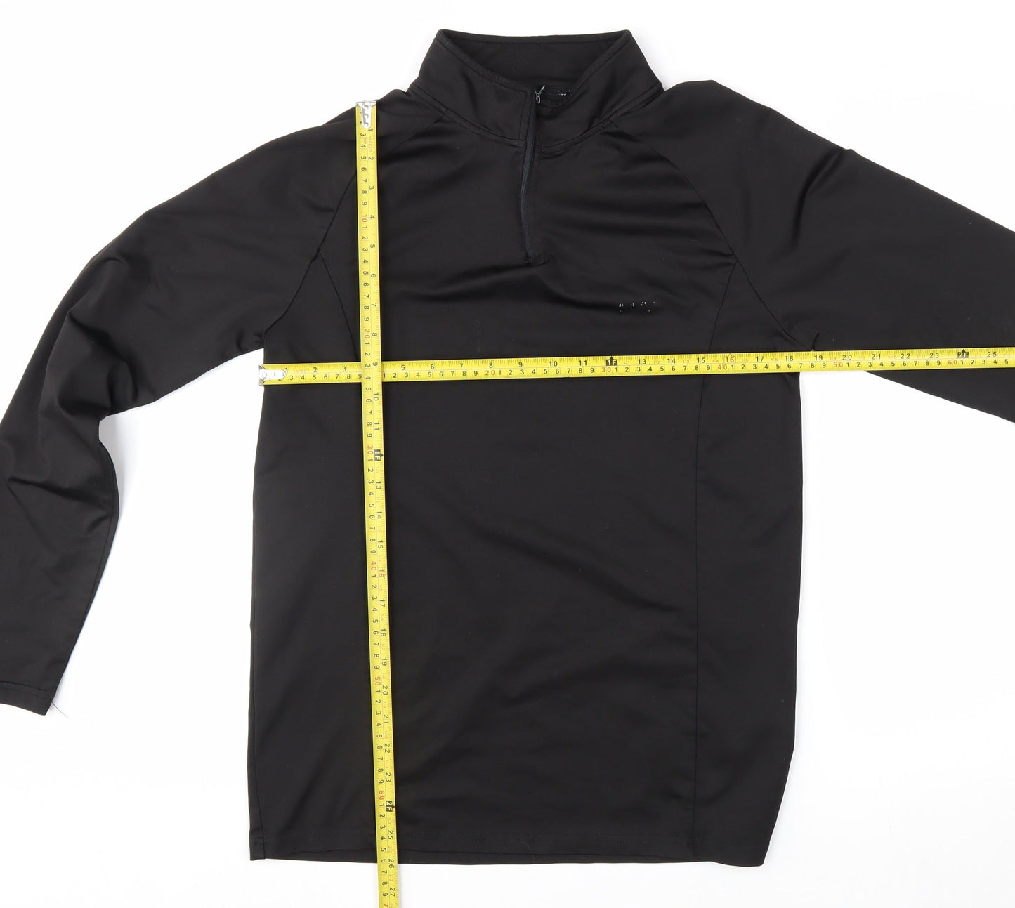 boohooMAN Men’s Black Slim Fit 1/4 Zip Long Sleeve Activewear Top M