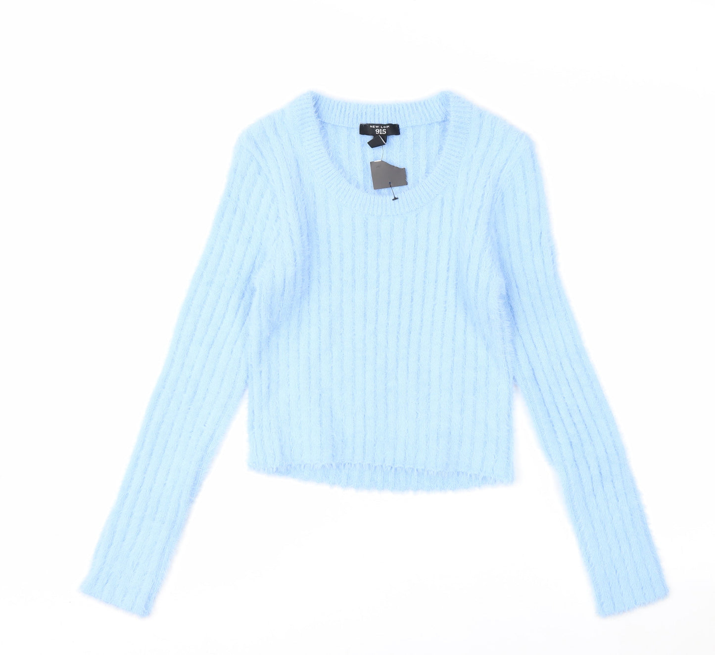 New Look Girls Blue Fluffy Ribbed Pullover Jumper Age 14-15 Years