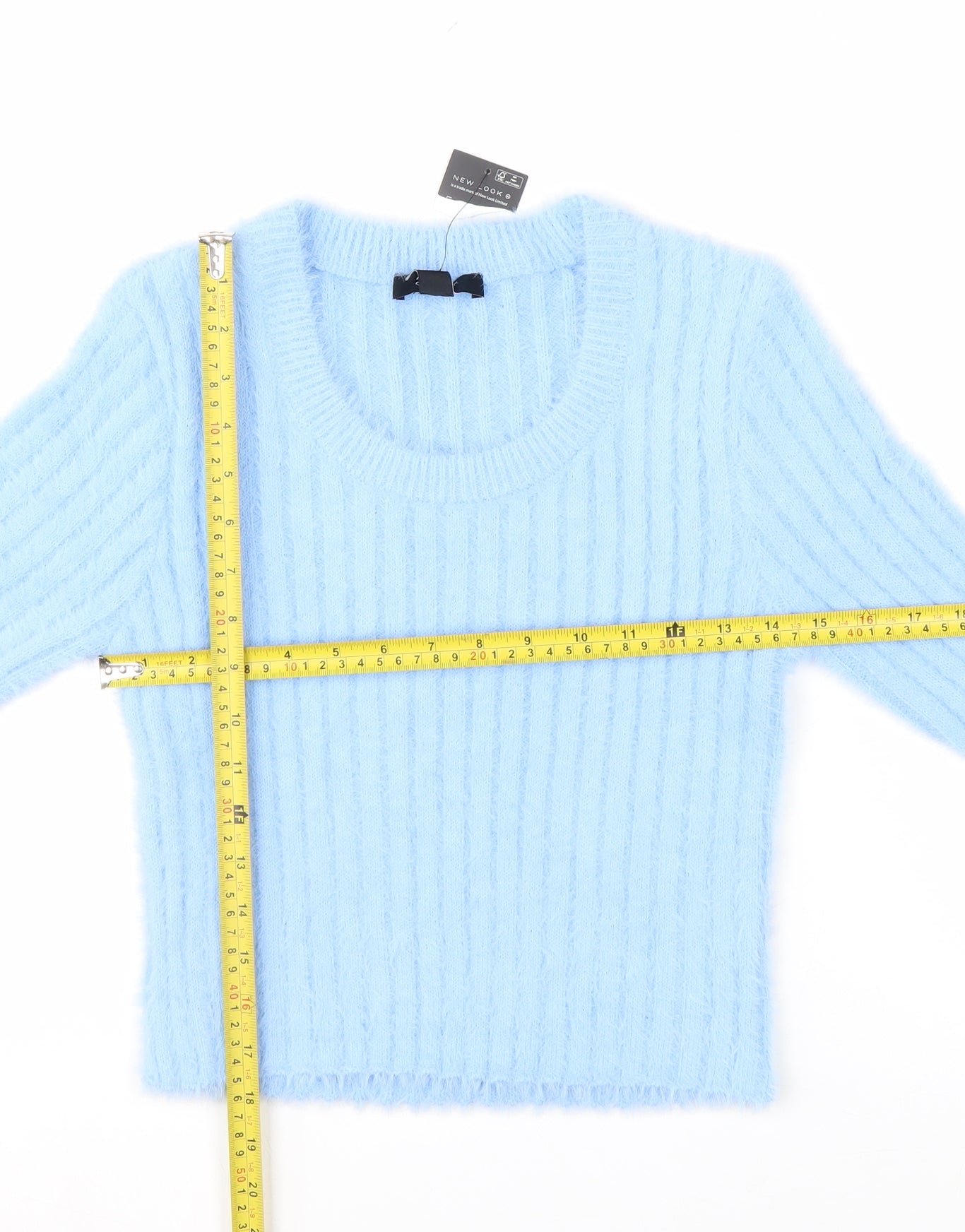 New Look Girls Blue Fluffy Ribbed Pullover Jumper Age 14-15 Years