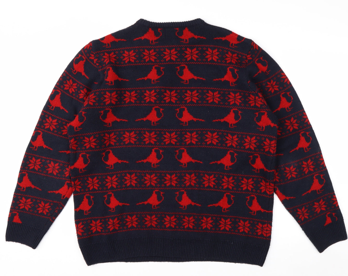 Marks and Spencer Men's Blue XL Christmas Robin Jumper Knit Pullover