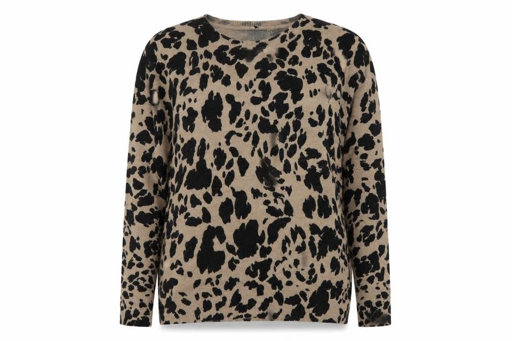 Marks & Spencer Women's Beige Animal Print Crew Neck Jumper Size 14