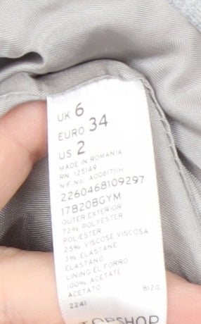 Topshop Women Grey UK 6 Classic Single-Breasted Blazer