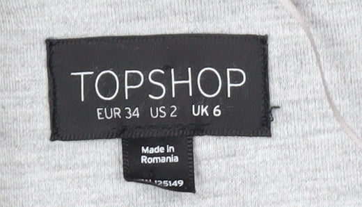 Topshop Women Grey UK 6 Classic Single-Breasted Blazer