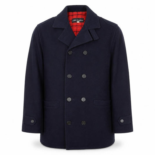 Holt Renfrew Men's Blue Wool Pea Coat Size 38 Double-Breasted Lined