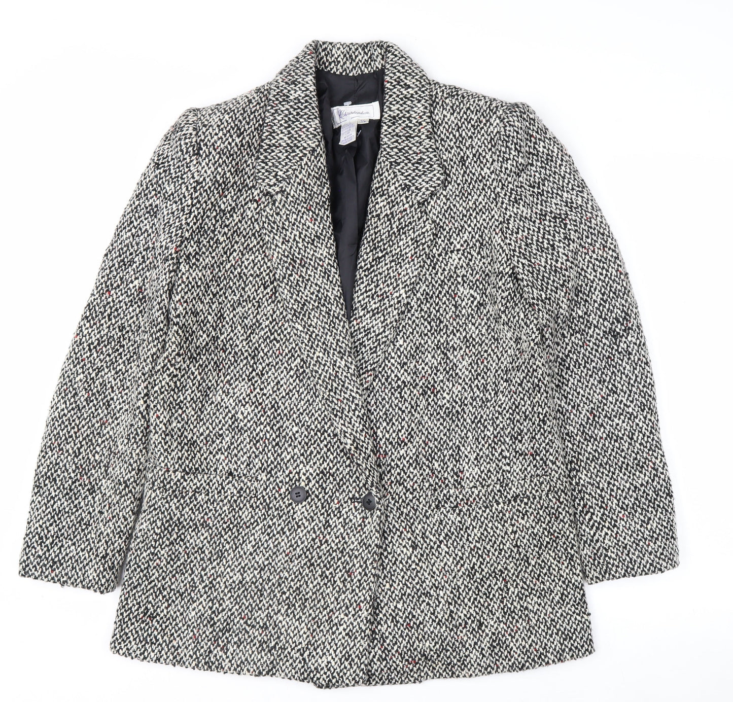 Christopher Women's Grey Tweed Wool Blend Blazer Jacket Size 7/8