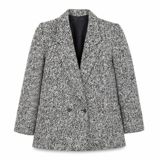 Christopher Women's Grey Tweed Wool Blend Blazer Jacket Size 7/8