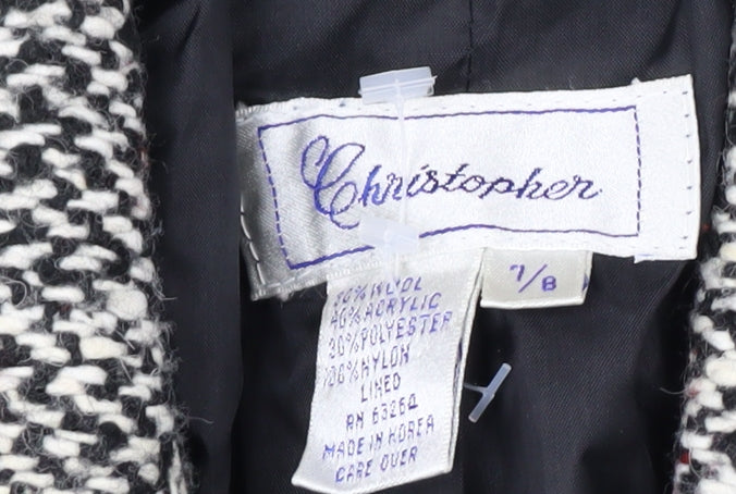 Christopher Women's Grey Tweed Wool Blend Blazer Jacket Size 7/8