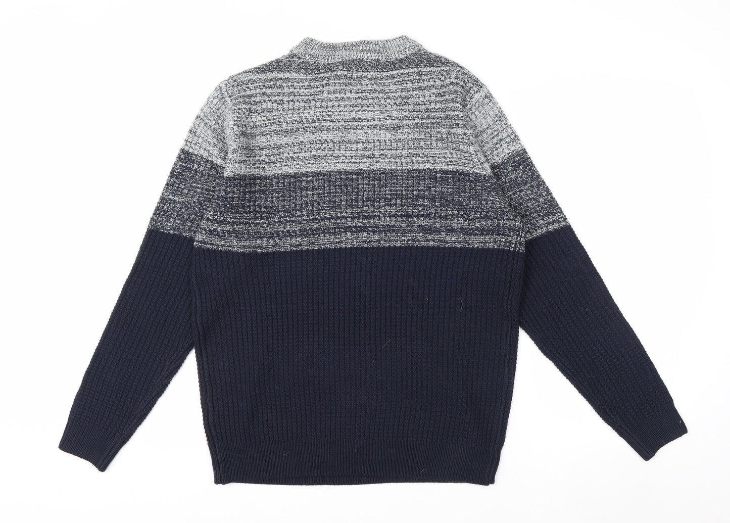Nutmeg Men Blue Chunky Knit Crew Neck Pullover Jumper Size M