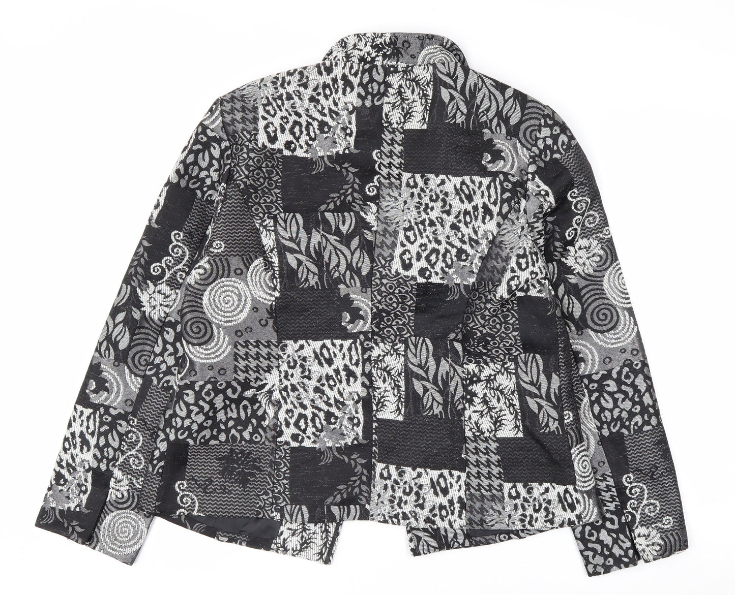 Christopher & Banks Women's Black Patchwork Jacquard Blazer M