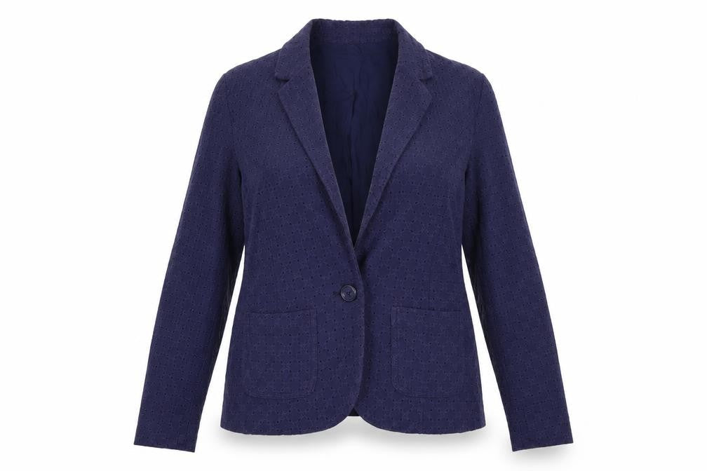 Gap Women's Blue Cotton Lace Blazer UK 8 Classic Notch Lapel Jacket