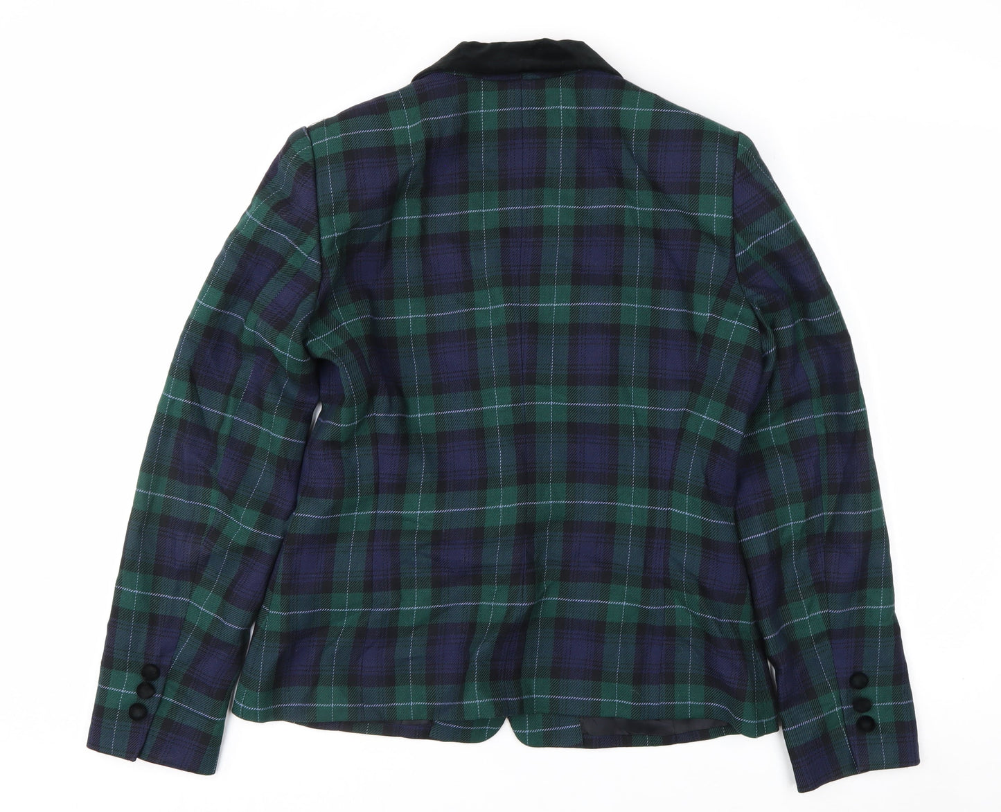 Liz Claiborne Classics Women's Green Check Wool Blazer Size 8 Single-Breasted