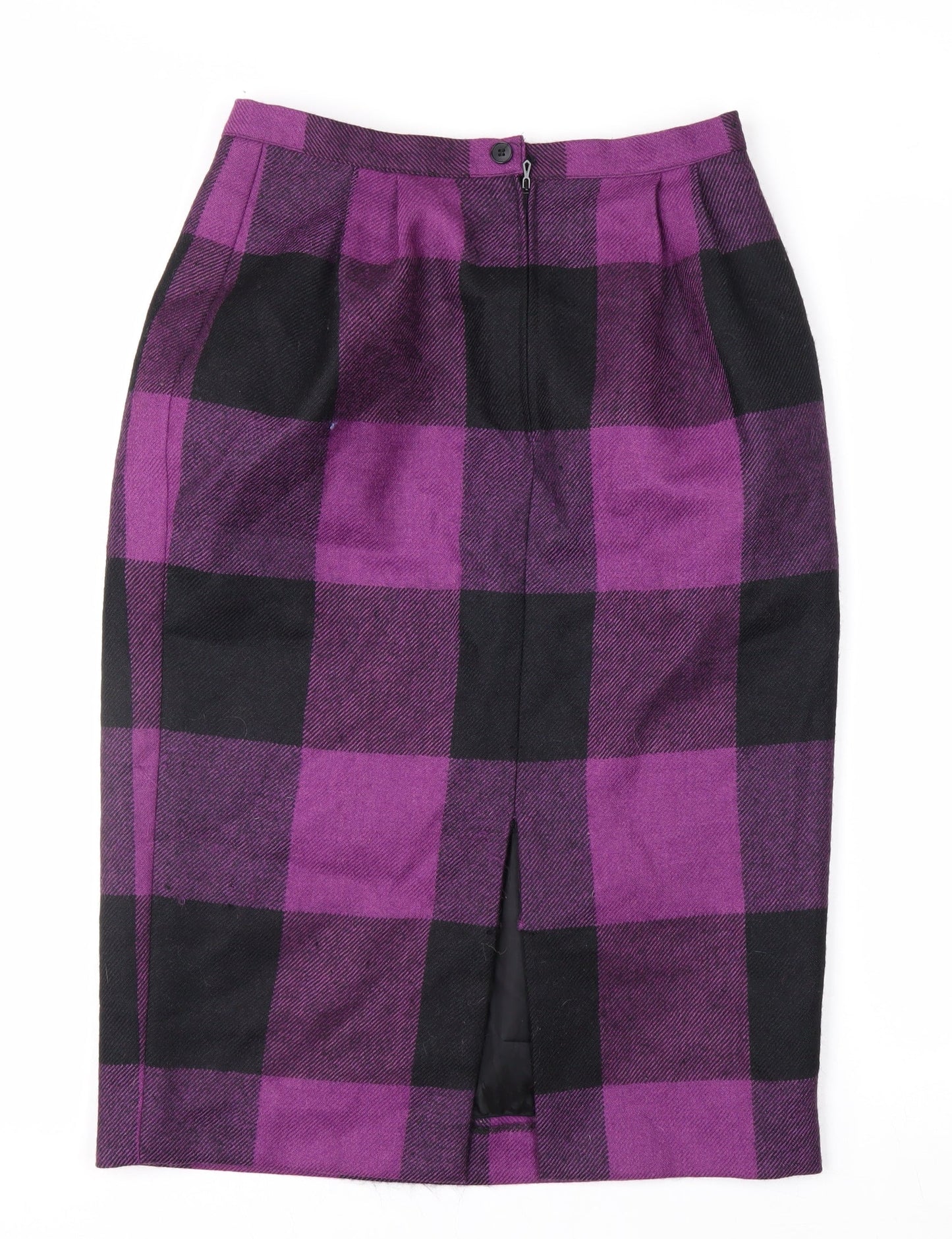 Touareg de Vitos Women’s Purple Check Wool Pencil Skirt Size 12