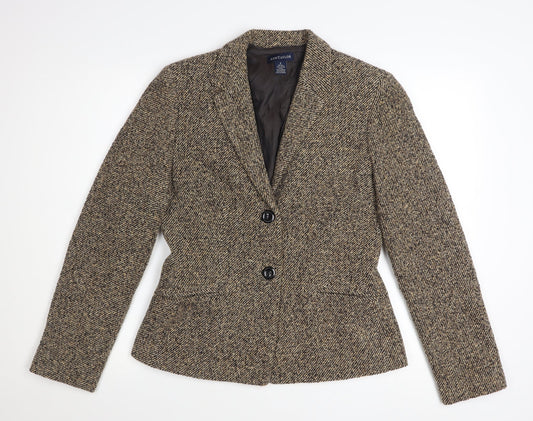 Ann Taylor Womens Beige Wool Blend Blazer Jacket Size 10 Classic Fit