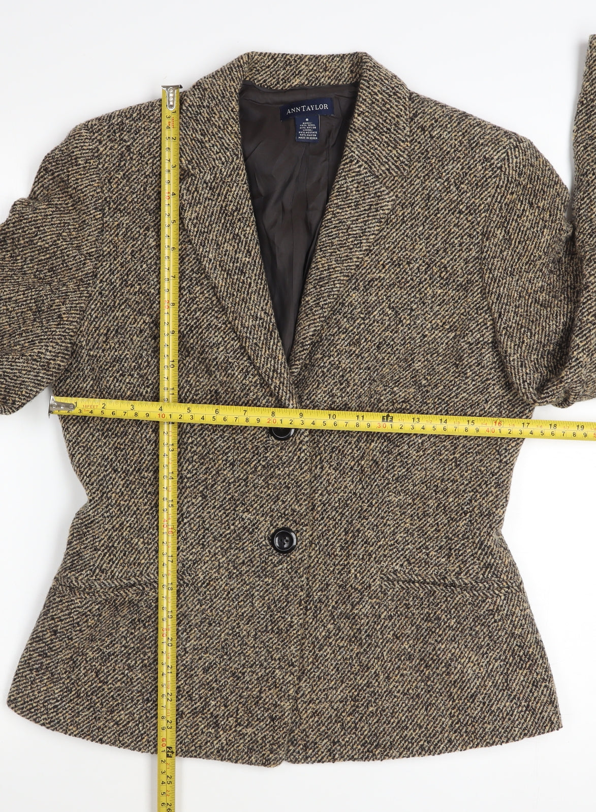 Ann Taylor Womens Beige Wool Blend Blazer Jacket Size 10 Classic Fit