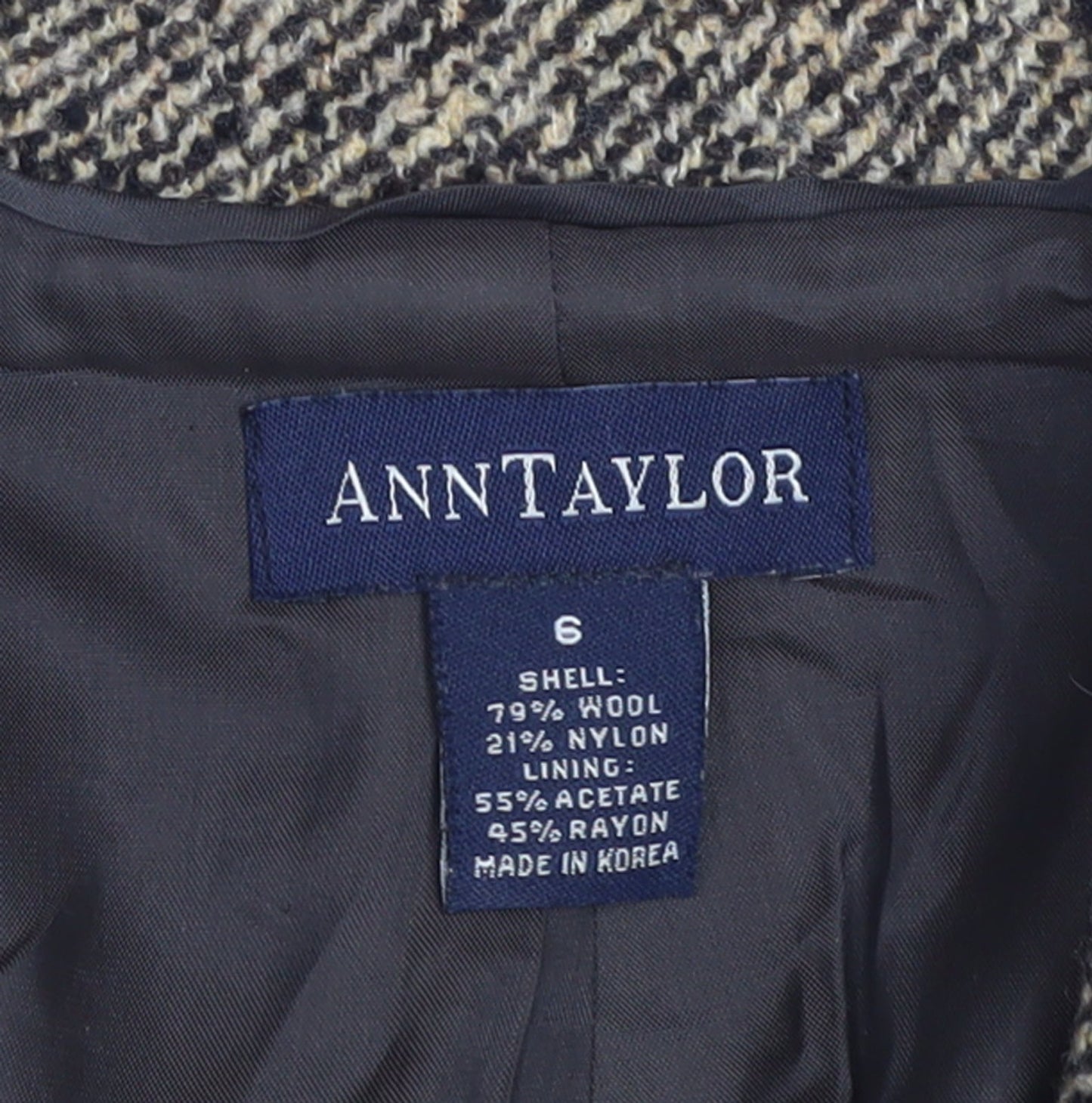Ann Taylor Womens Beige Wool Blend Blazer Jacket Size 10 Classic Fit