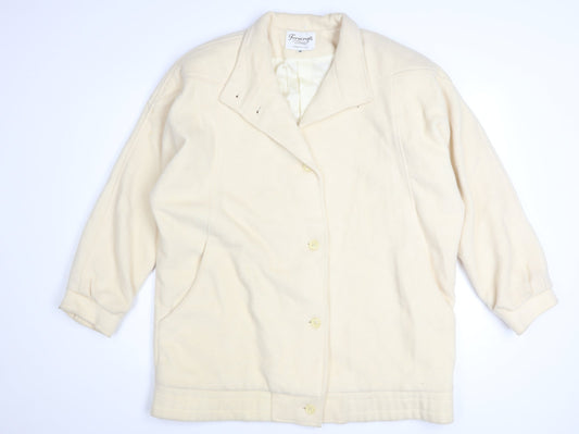 Ferncroft Women Ivory Wool Blend Coat Size 10 Vintage Classic Overcoat