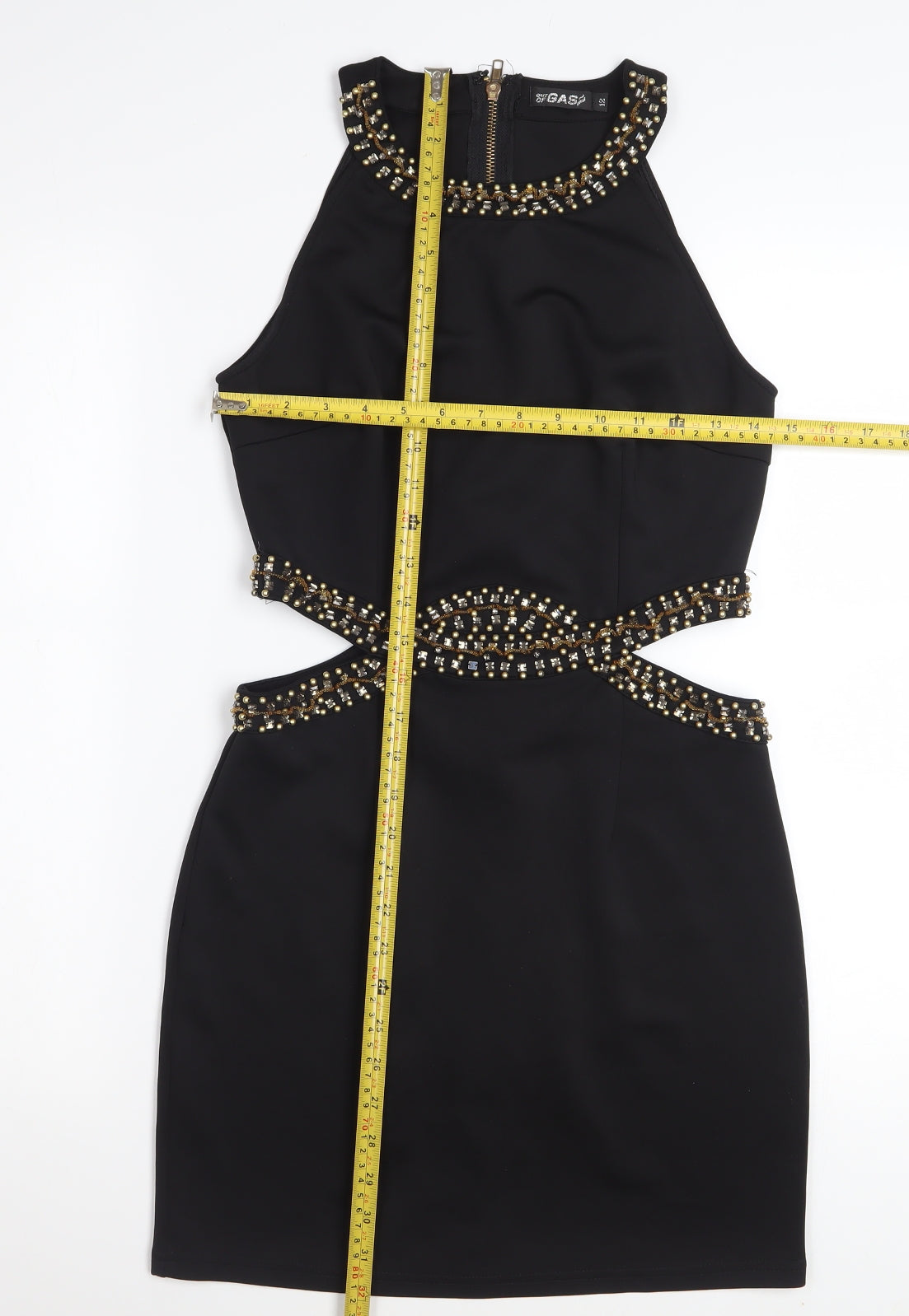 Out of Gas Women's Black Embellished Bodycon Cut Out Dress Size 12