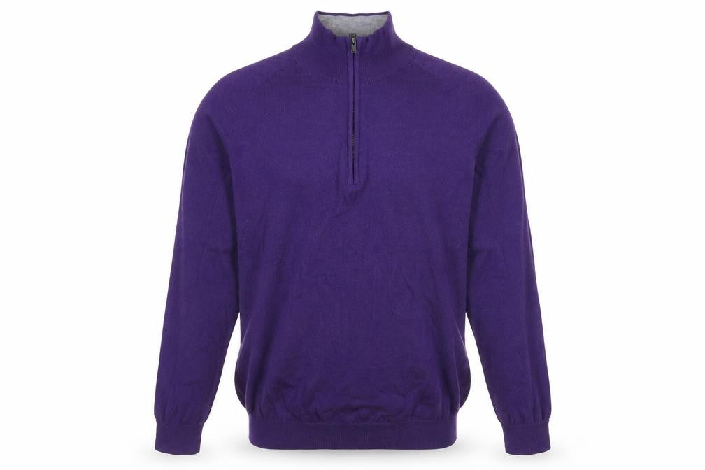 Marks & Spencer Men's Purple Wool 1/2 Zip Jumper XL