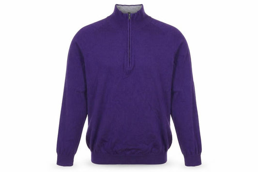 Marks & Spencer Men's Purple Wool 1/2 Zip Jumper XL