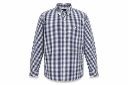 Hammond & Co Men's Blue Check Cotton Long Sleeve XL Dress Shirt