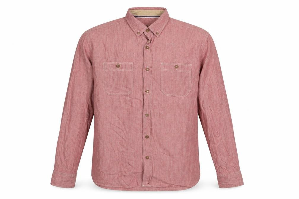 Marks & Spencer Men’s Red Long Sleeve Button-Down Cotton Shirt XL