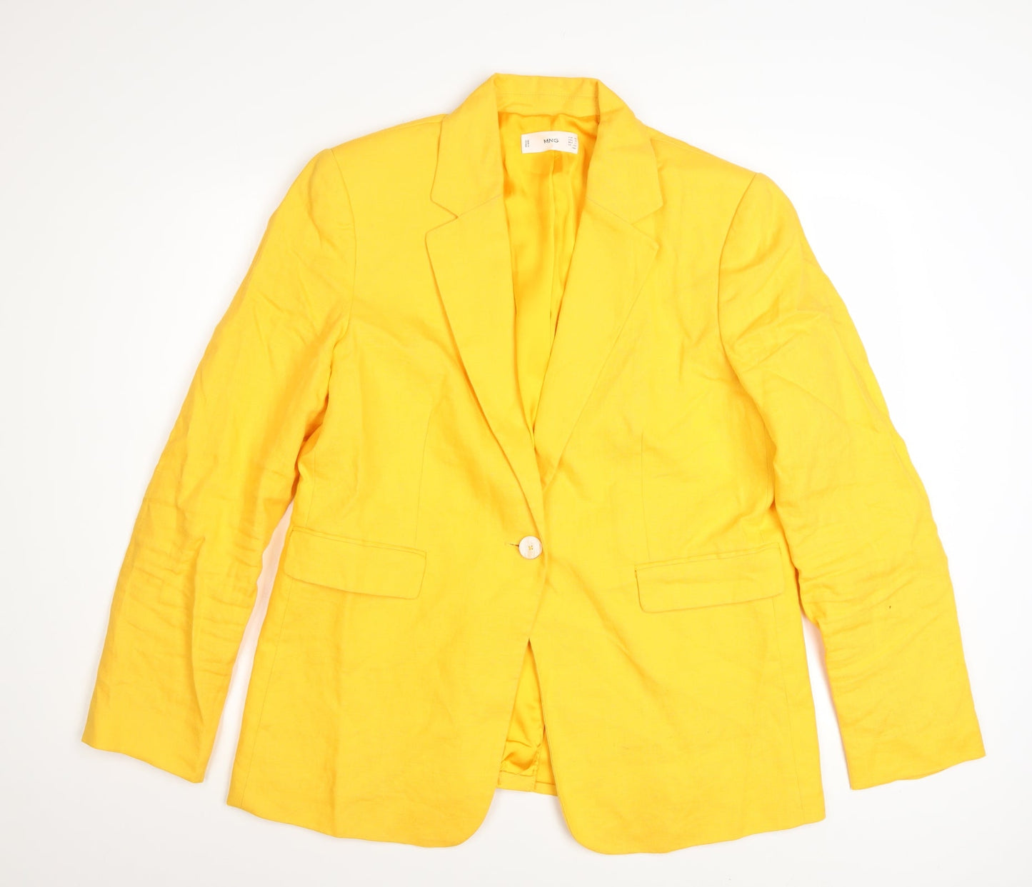 Mango Women's Yellow Linen Blazer Size 16 Regular Fit